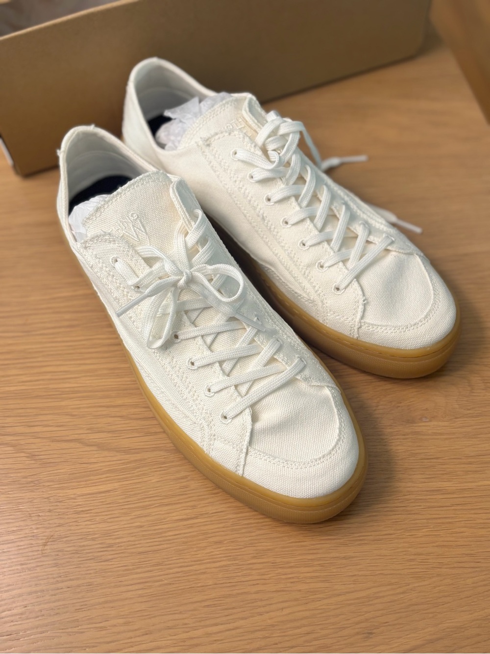 Classic Canvas Low-Top Sneakers in White with Gum Sole